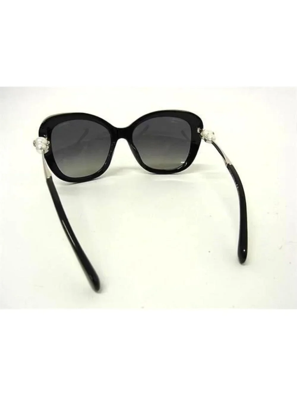 Chanel Sunglasses Costume Pearl Line Black Silver White Acetate Metal Faux